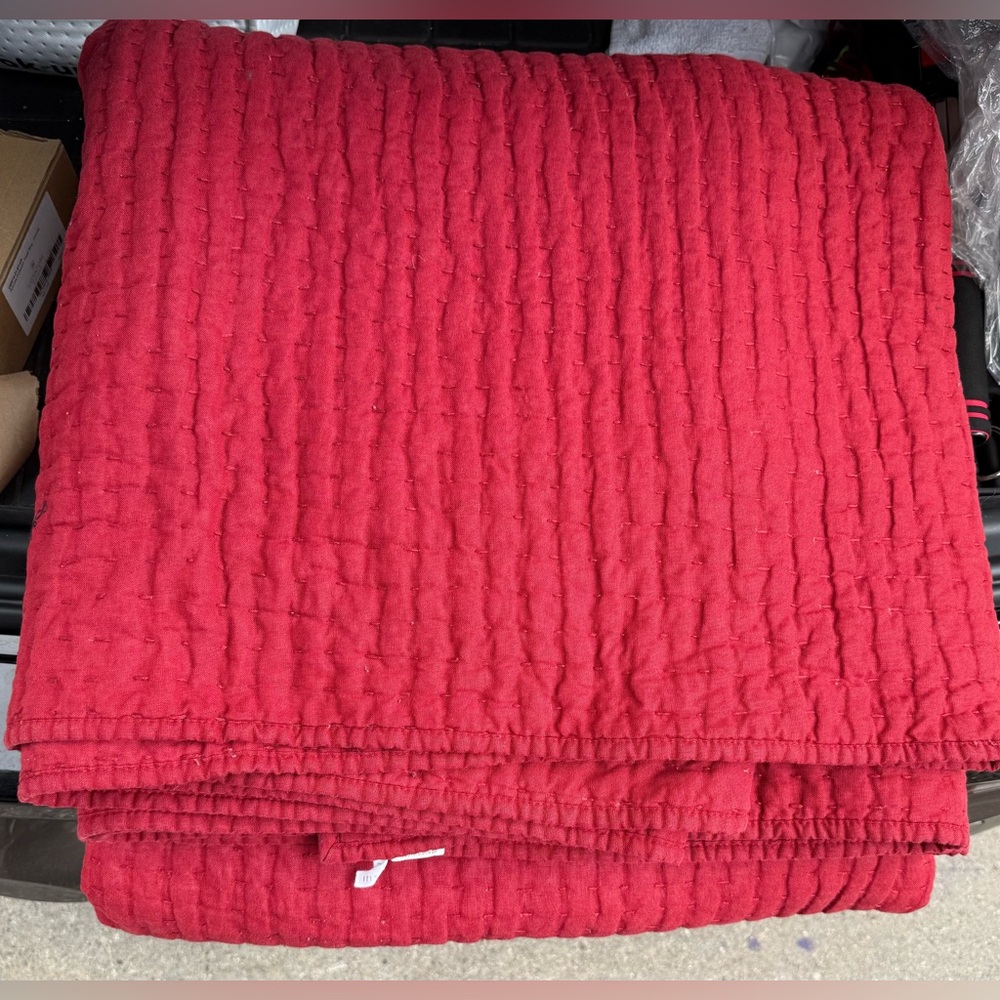 Pottery Barn Pick-stitch quilt king size .